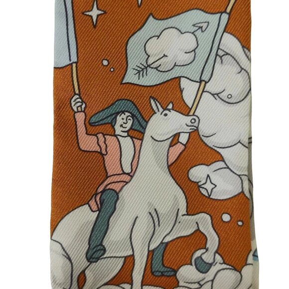 Auth HERMES Twilly 063900S Orange White Multi Silk - Scarf - Picture 6 of 6